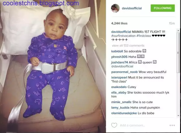Photo: Davido And His Baby Daughter Fly First Class For Their Vacation